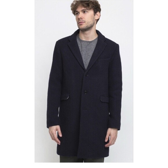 WAX LONDON Kray Coat Small Navy Blue NEW Jacket Business Professional Wool - Picture 1 of 13